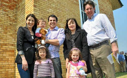 The family of the church’s builder, Tullie Olivotto, (from left) Loretta, Charlie and Rino Olivotto, Maria and Craig Morrissey and (front) Gabriella Olivotto and Isabelle Morrissey. The family of the church’s builder, Tullie Olivotto, (from left) Loretta, Charlie and Rino Olivotto, Maria and Craig Morrissey and (front) Gabriella Olivotto and Isabelle Morrissey.
